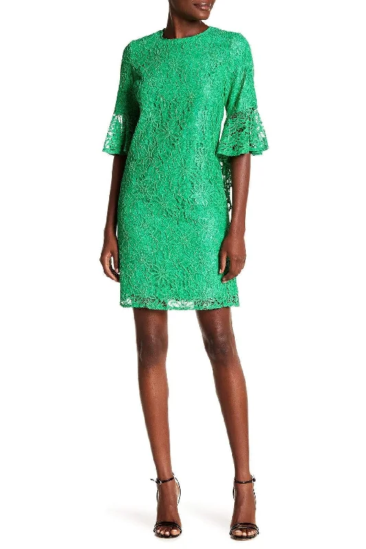 Satin cocktail dresses with a high - low hem for a modern touchNanette Nanette Lepore - ND8S10S99 Bell Sleeve Lace Shift Dress