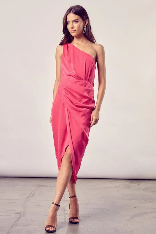 Satin - lined cocktail dresses with a lace outer layerOne Shoulder Wrap Cocktail Dress Satin - lined cocktail dresses with a lace outer layerOne Shoulder Wrap Cocktail Dress