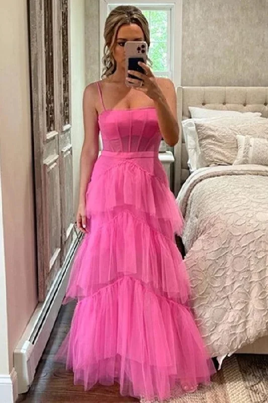 Sheath party dresses in a bold color for a statement - making outfitPrincess A-line Hot Pink Tiered Tulle Long Prom Dress Evening Dress PSK312 Sheath party dresses in a bold color for a statement - making outfitPrincess A-line Hot Pink Tiered Tulle Long Prom Dress Evening Dress PSK312