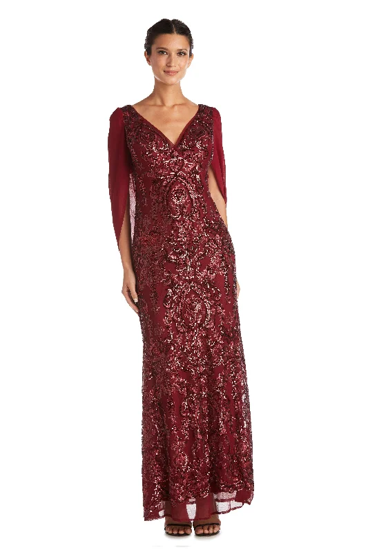 Sleeveless wedding guest dresses with pleated bodicesR&M Richards 5909 Long Formal Dress Sale