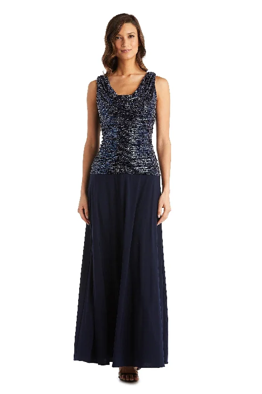 Bodycon dress with a transparent panel​R&M Richards 3659 Long Mother Of Bride Metallic Gown