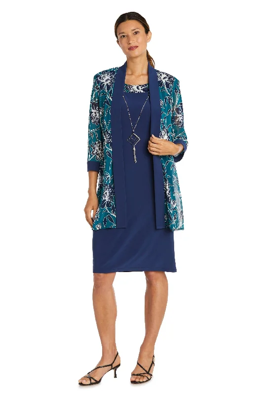 Ruffled cocktail dresses with a knee - length hem for a feminine appealR&M Richards 7843P Short Piece Petite Jacket Dress
