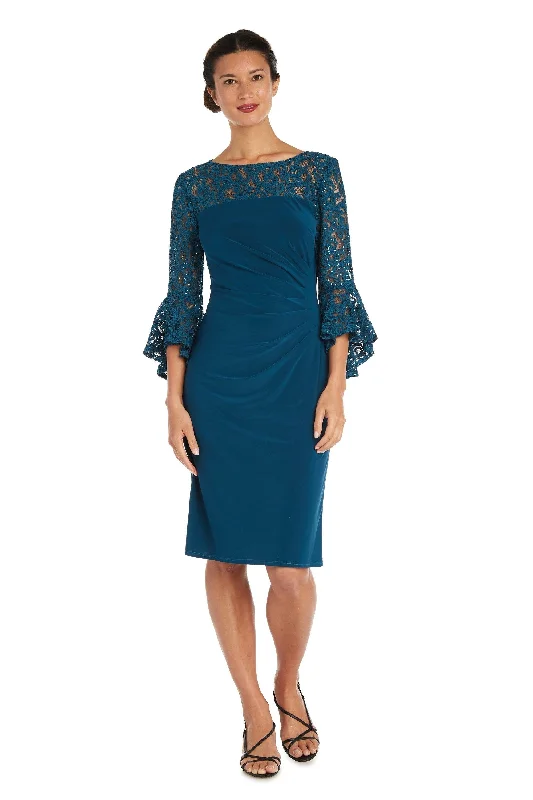 Mini cocktail dresses with a pleated bodice and a spaghetti - strap backR&M Richards 2535 Short Mother Of The Bride Dress