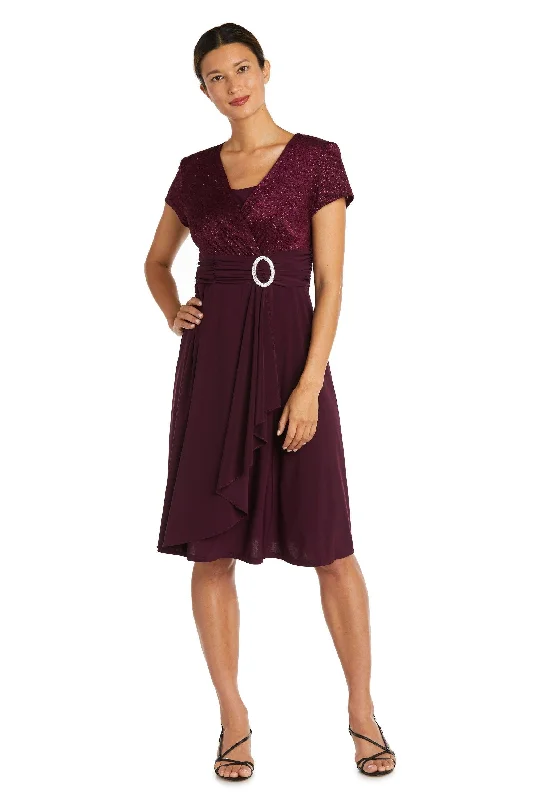 A - line cocktail dresses with floral embroidery for spring partiesR&M Richards 9109P Short Mother Of The Bride Dress Sale