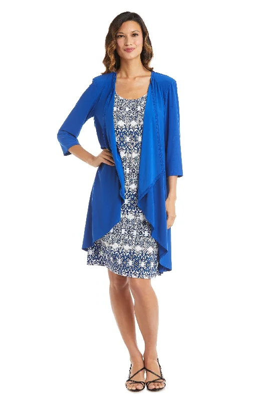 Cocktail dresses with a gathered skirt and a button - down frontR&M Richards 7687P Short Print Jacket Petite Dress