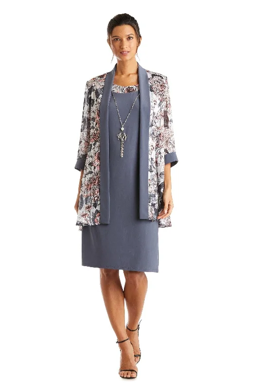 Cocktail dresses with a mesh panel and a high - neck designR&M Richards 7119 Short Print Satin Jacket Dress Sale