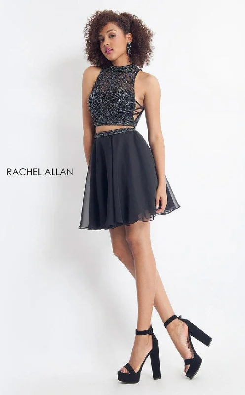 Cocktail dresses with a metallic - embroidered pattern and a midi - hemRachel Allan Two Piece Short Homecoming Dress 4656