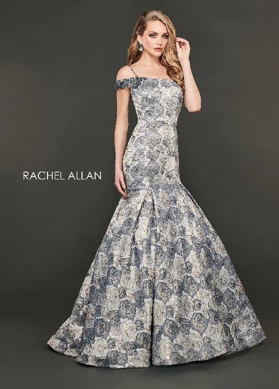 Bodycon dress with a peplum hem​Rachel Allan Long Formal Prom Dress