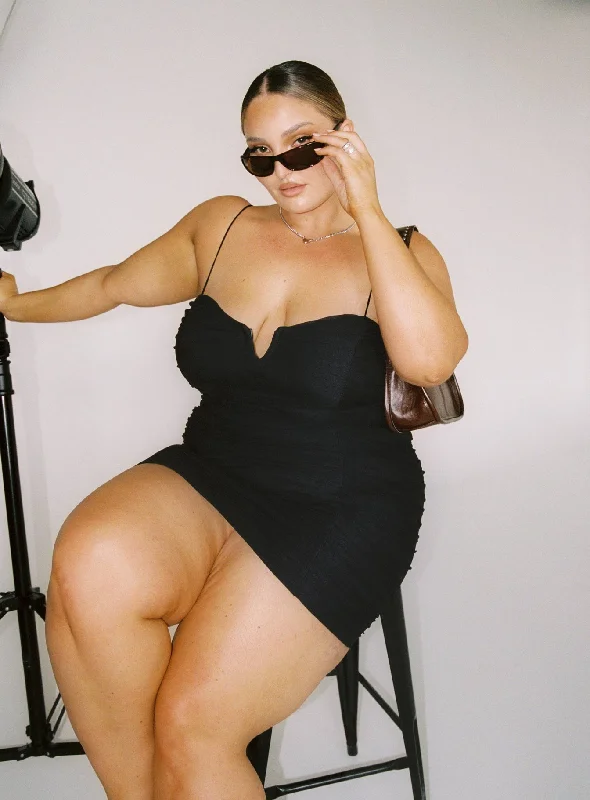 Bodycon dress with a belted waist for a defined figureI Want You Mini Dress Black Curve Bodycon dress with a belted waist for a defined figureI Want You Mini Dress Black Curve