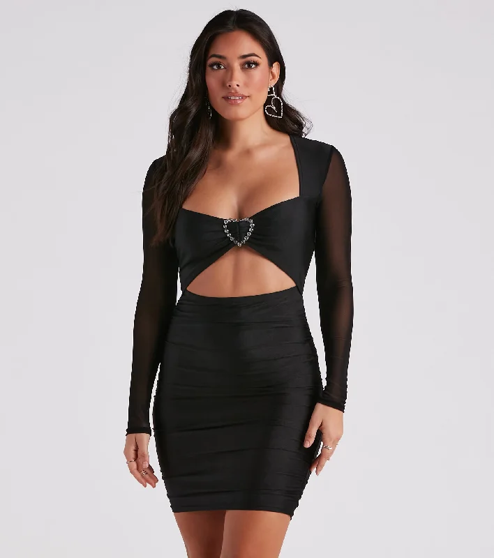 Bodycon dress in a geometric pattern​Secret Admirer Rhinestone Heart Mini Dress