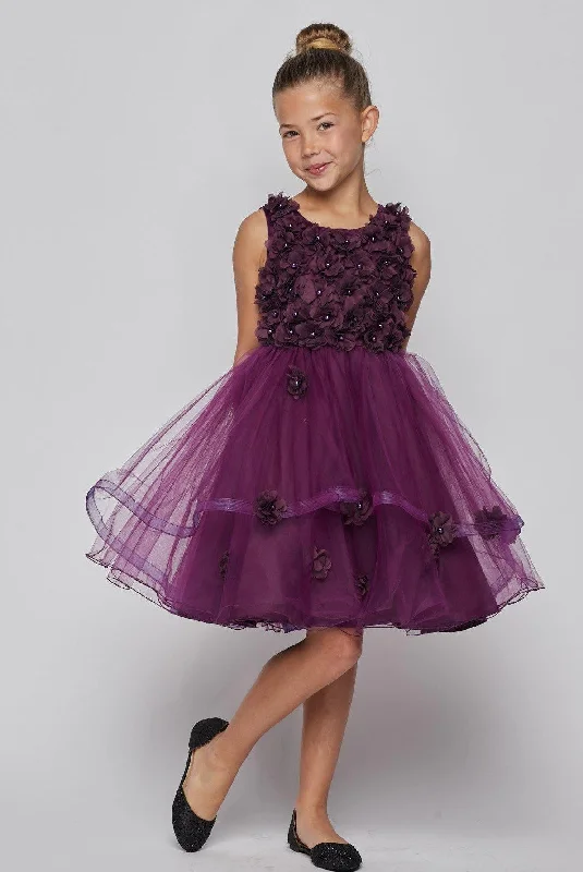 Ruffled cocktail dresses with a knee - length hem for a feminine appealSleeveless Short Party Flower Girls Dress Sale