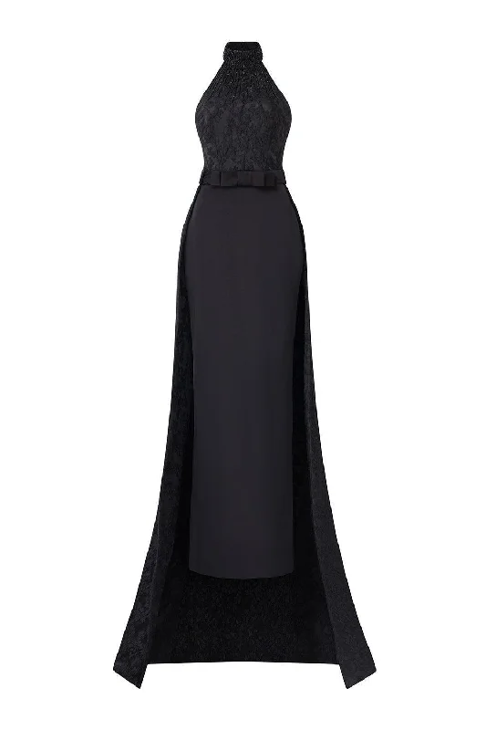 Party dresses with a metallic - thread embroidery for a luxurious touchSpectra Halter Sleeveless Silk Floor Length Dress Party dresses with a metallic - thread embroidery for a luxurious touchSpectra Halter Sleeveless Silk Floor Length Dress