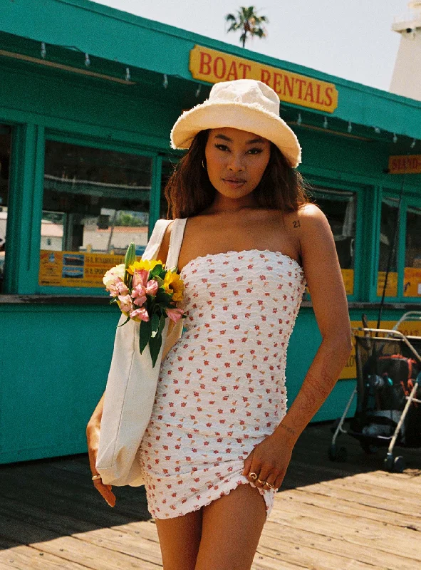 Bodycon dress in a geometric pattern​Stephie Mini Dress White
