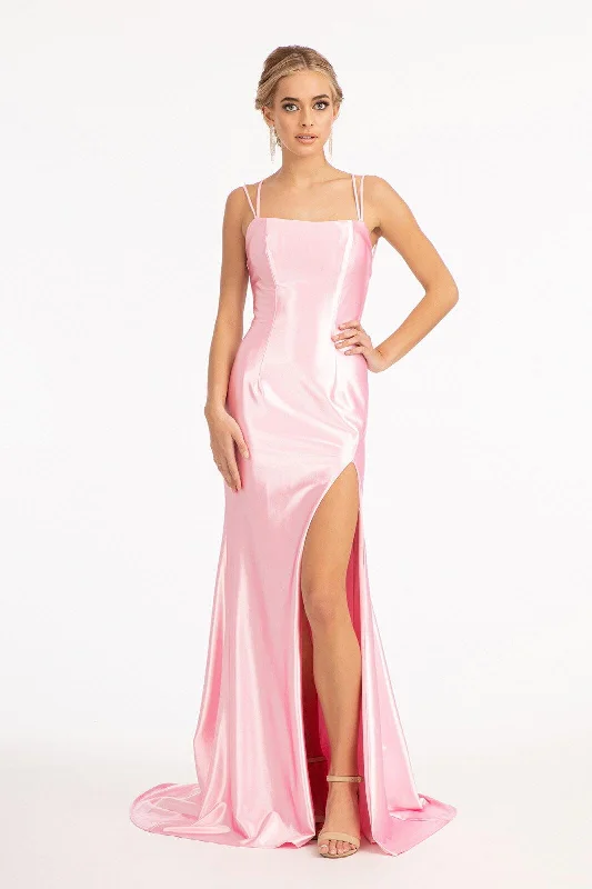 Solid - colored bodycon dress for a classic appearanceLong Spaghetti Strap Satin Mermaid Prom Dress Solid - colored bodycon dress for a classic appearanceLong Spaghetti Strap Satin Mermaid Prom Dress