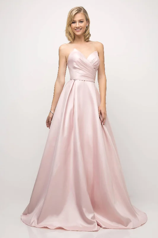 Sleeveless wedding guest dresses with ruffled hemsCinderella Divine UE008 Long Ball Gown Strapless Pointed Prom Dress