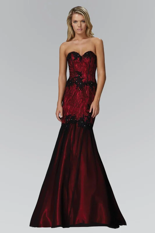 Wedding guest dresses with cold - shoulder ruffled sleeves and knee - length hemsFormal Long Strapless Sweetheart Mermaid Prom Gown