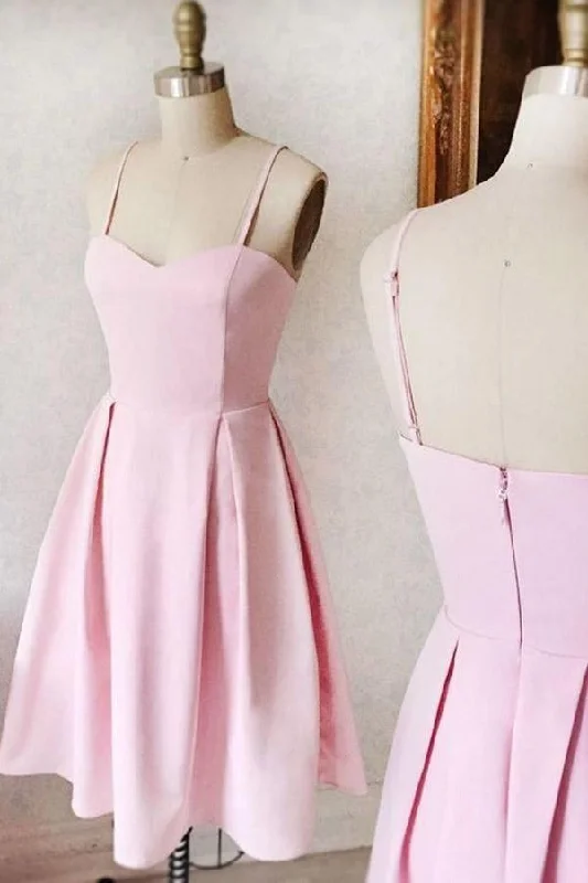 Tea - length party dresses for a sophisticated and versatile optionSweetheart Neck Short Pink Prom Dresses Satin Homecoming Dresses PD400 Tea - length party dresses for a sophisticated and versatile optionSweetheart Neck Short Pink Prom Dresses Satin Homecoming Dresses PD400