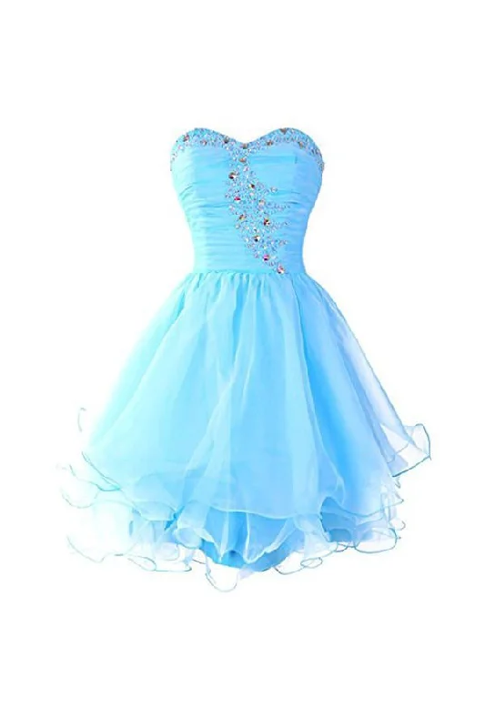 Party dresses with a handkerchief hem for a unique and flowing styleSweetheart Organza Blue Homecoming Dresses Prom Dresses PG054 Party dresses with a handkerchief hem for a unique and flowing styleSweetheart Organza Blue Homecoming Dresses Prom Dresses PG054