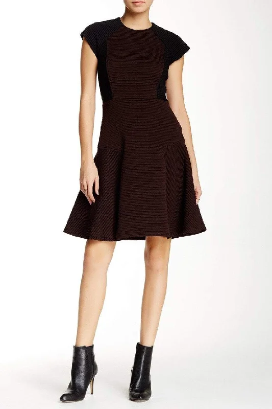 Mini cocktail dresses with a pleated bodice and a spaghetti - strap backTaylor - Color Block Ribbed Dress 5808M