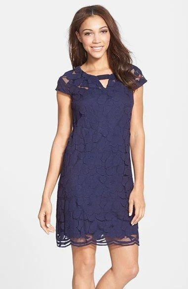 Lace - trimmed cocktail dresses in a pastel color for a soft appearanceTaylor Floral Lace Cutout Dress 5448M
