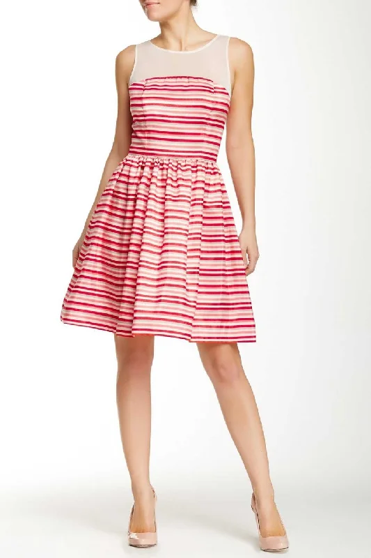 Mini cocktail dresses with a cold - shoulder ruffled sleeveTaylor - Stripe Illusion Dress 5450M