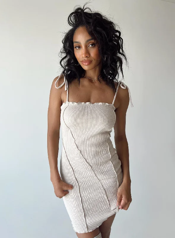 Bodycon dress with a flared skirt for a unique silhouette​Theresa Mini Dress Beige