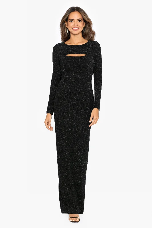 Cocktail dresses with cold - shoulder designs in a lightweight fabric"Esmeralda" Long Sleeve Glitter Knit Long Dress Cocktail dresses with cold - shoulder designs in a lightweight fabric"Esmeralda" Long Sleeve Glitter Knit Long Dress
