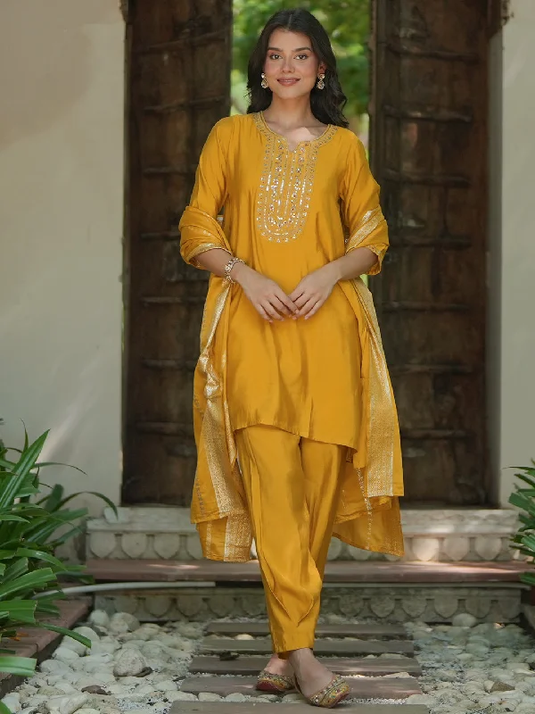 Sequined cocktail dresses with a mermaid silhouetteYellow Yoke Design Silk Blend Straight Suit With Dupatta Sequined cocktail dresses with a mermaid silhouetteYellow Yoke Design Silk Blend Straight Suit With Dupatta
