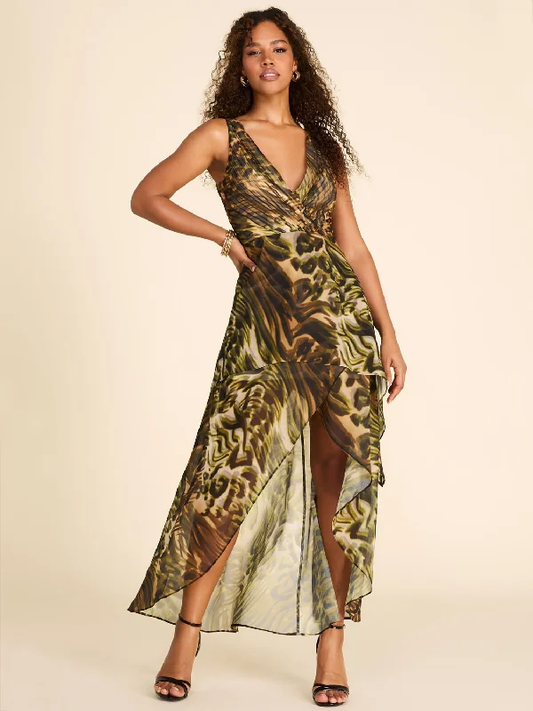 Formal dresses with embroidered panels and tulle overlays for a fairytale promAnimal Print Crossover High-Low Chiffon Midi Dress Formal dresses with embroidered panels and tulle overlays for a fairytale promAnimal Print Crossover High-Low Chiffon Midi Dress