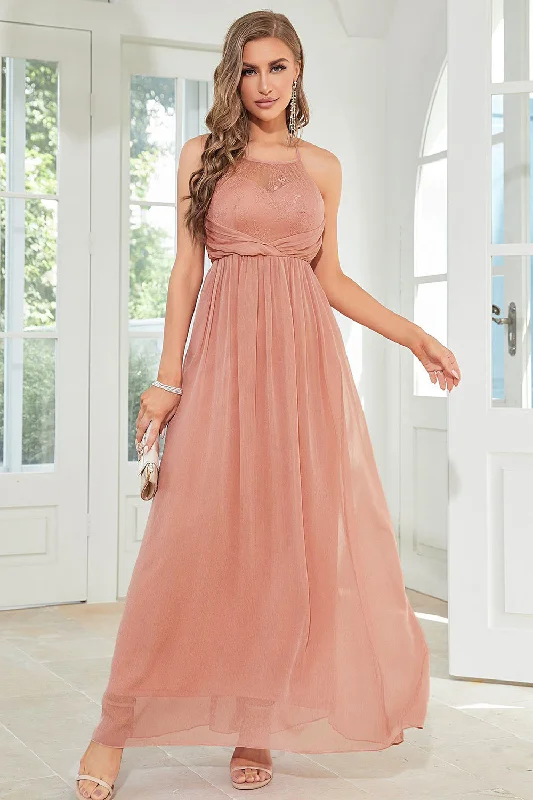Party dresses with a tiered skirt for a fun and voluminous style​Blush Halter A Line Prom Dress