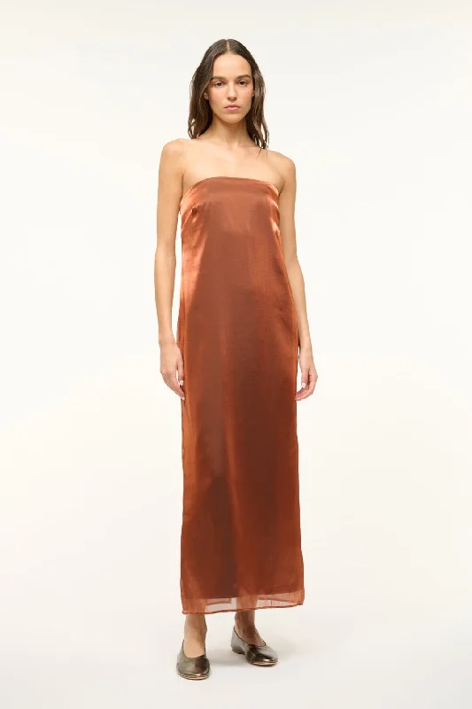 Prom dresses with side - slit pockets and solid - color fabrics for a practical and stylish formal lookCASEY DRESS | IRIDESCENT CACAO
