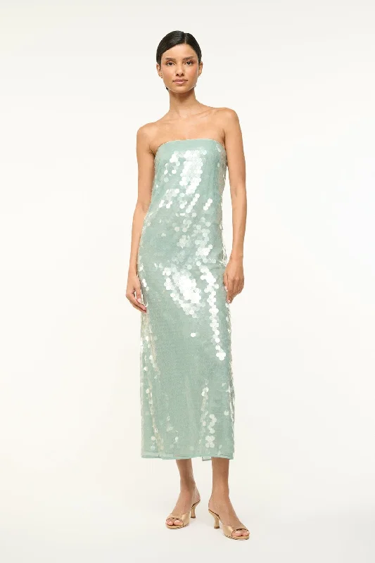 Formal dresses with off - the - shoulder sleeves and rhinestone accents for a sophisticated promCASEY DRESS | MIST