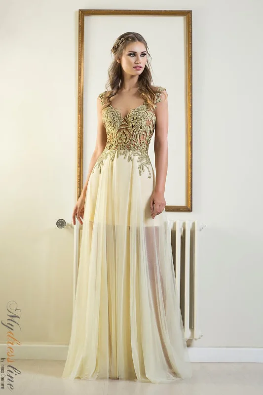 Formal dresses with empire waists and organza overlays for a feminine lookChrystelle Atallah Yana Y02