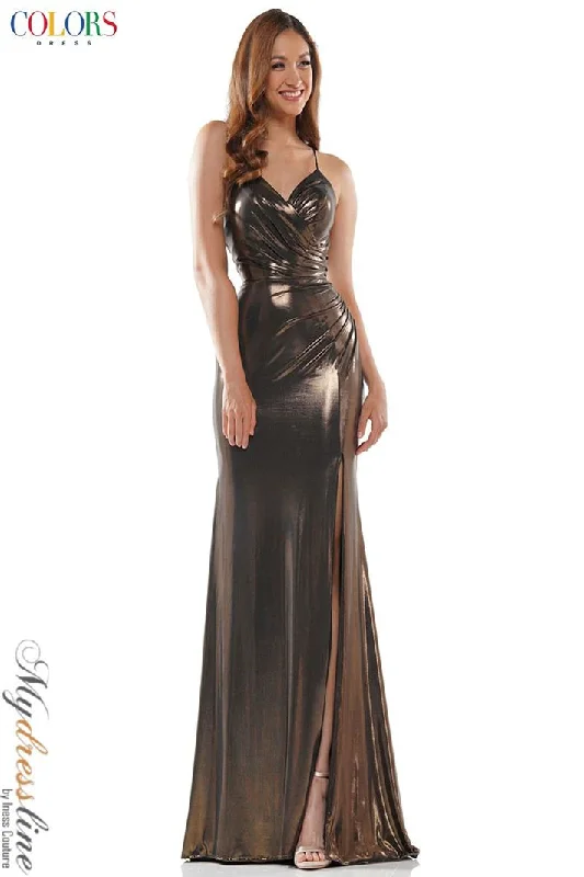 Long - train formal dresses in chiffon for a dramatic prom entranceColors 2635