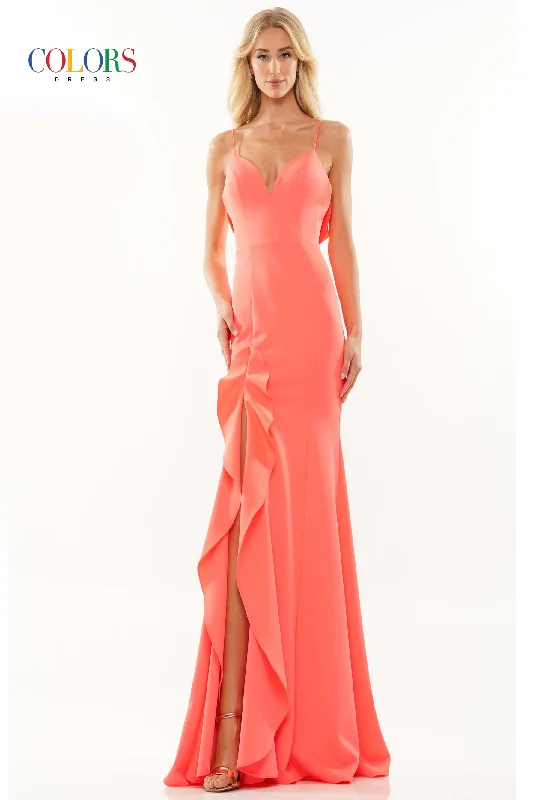 Formal dresses with abstract print panels and rhinestone embellishments for a unique formal eventColors 2646