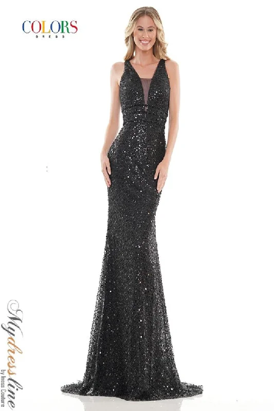 A - line formal dresses with beaded lace appliques for formal eventsColors 2718