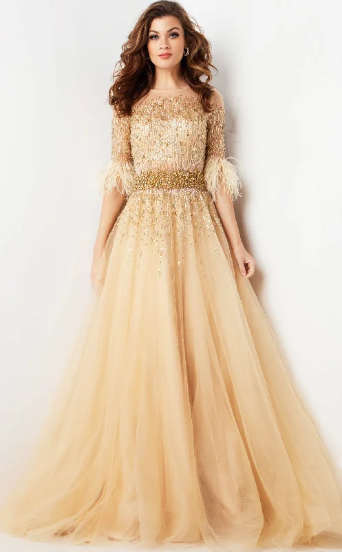 Formal dresses with high - low hems and floral embroidery for a unique prom styleJovani 23629 Dress