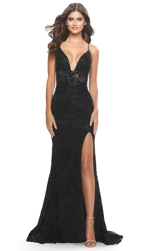 Prom dresses with lace - trimmed hems and off - the - shoulder necklines for a delicate lookLa Femme 31249 - Lace Mermaid Prom Dress