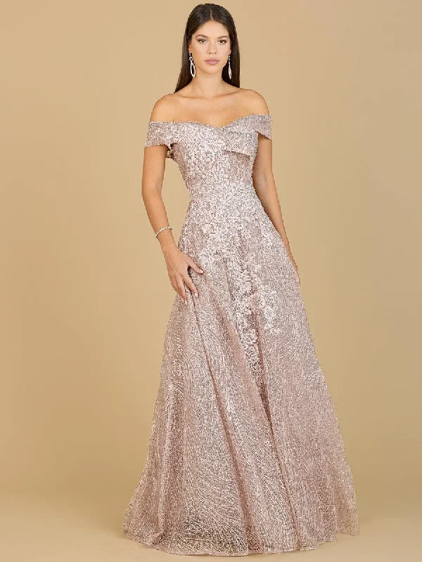 Party dresses with a V - neck design to enhance the neckline​Lara Dresses 29191 Off Shoulder Long Evening Dress