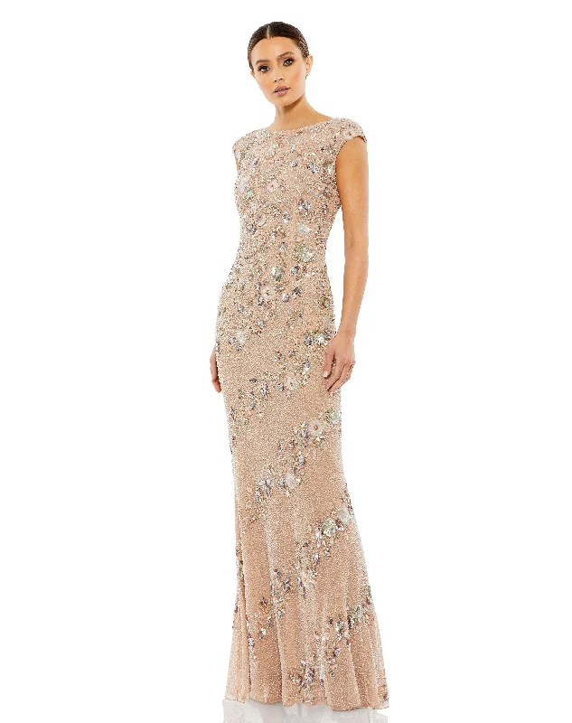 Party dresses with a peplum waist for a feminine and flattering silhouette​Mac Duggal 5500 Long Cap Sleeve Fitted Formal Dress