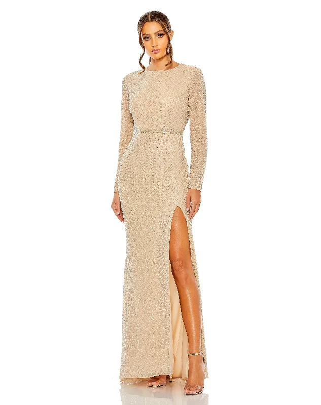 Short - length party dresses with a ruffled skirt for a flirty look​Mac Duggal 6089 Long Sleeve Formal Evening Dress