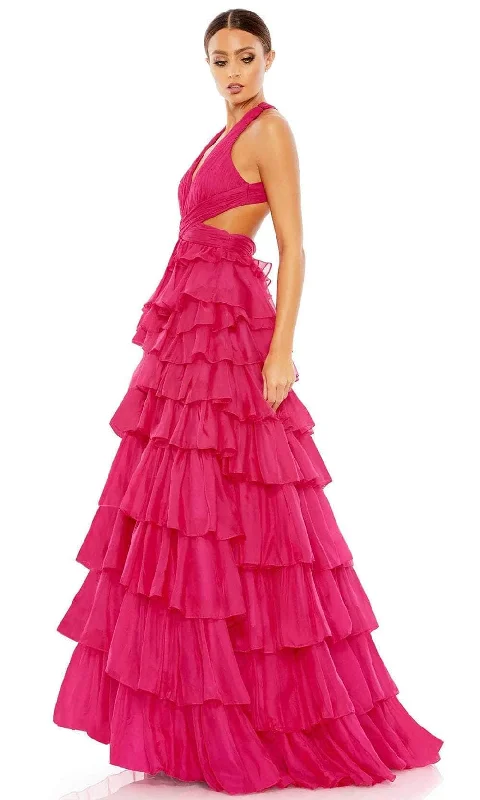 Formal dresses with asymmetric ruffled hems and high - low designs for a fashion - forward and dynamic appearanceMac Duggal 67988 - Crisscross Back Dress