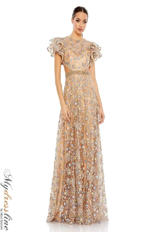 Formal dresses with empire waists and organza overlays for a feminine lookMac Duggal 68030