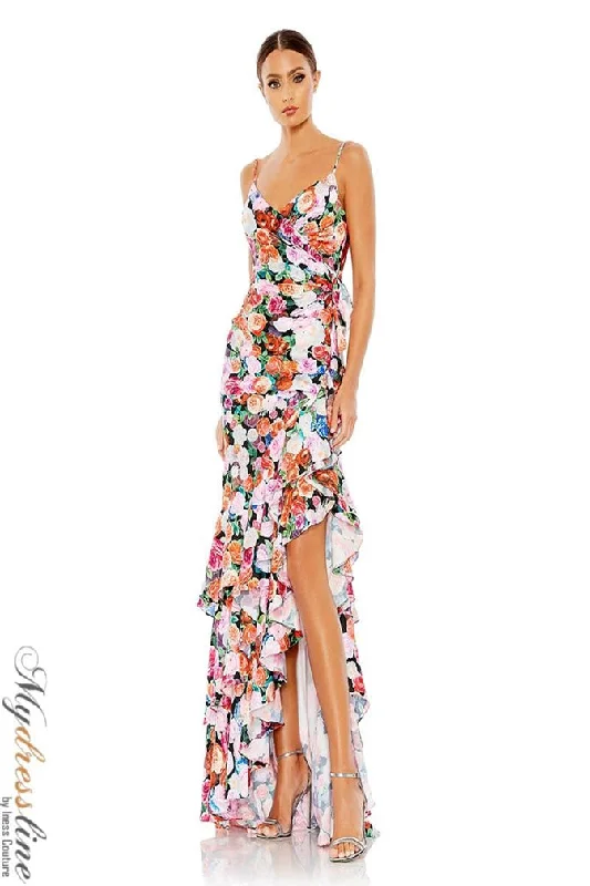 Prom dresses with keyhole backs and rhinestone - studded straps for a flirty lookMac Duggal 68075