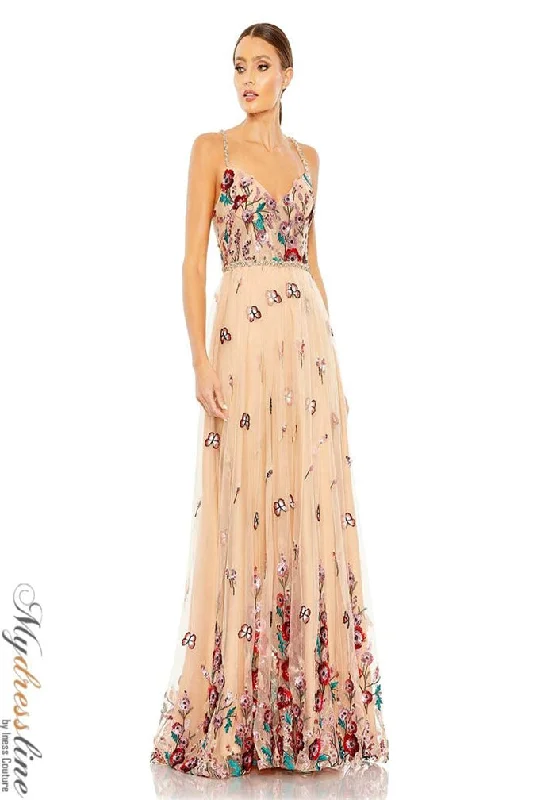 Formal dresses with off - the - shoulder sleeves and rhinestone accents for a sophisticated promMac Duggal 68110