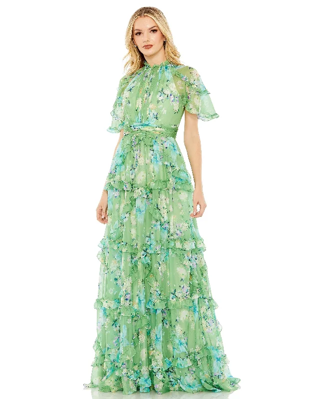 Ball gown party dresses with a full skirt for a princess - like look​Mac Duggal 68216 Long Formal Floral Chiffon Dress