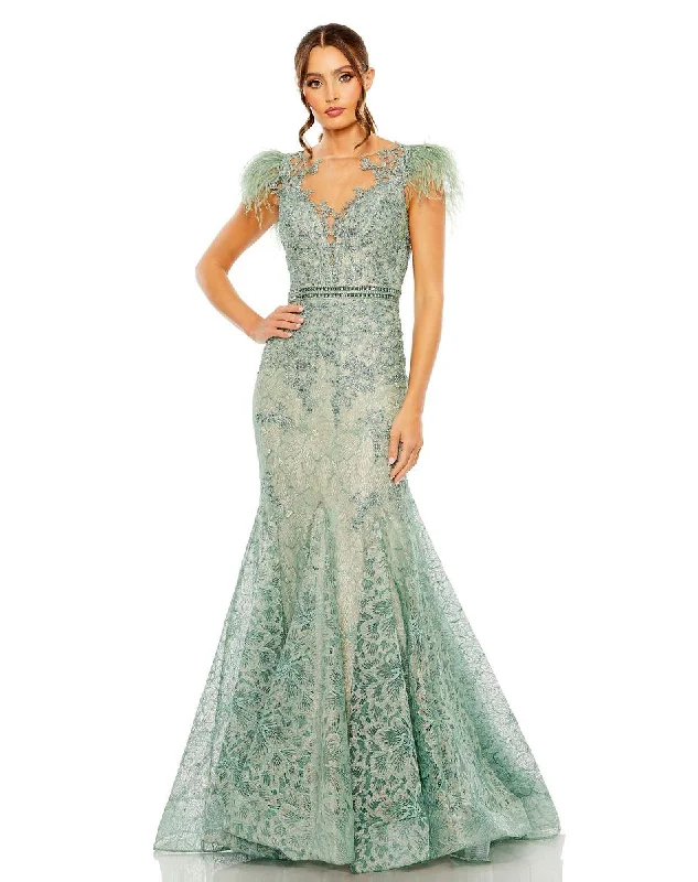 Formal dresses with pleated yokes and button - up fronts for a classic and refined lookMac Duggal 79230