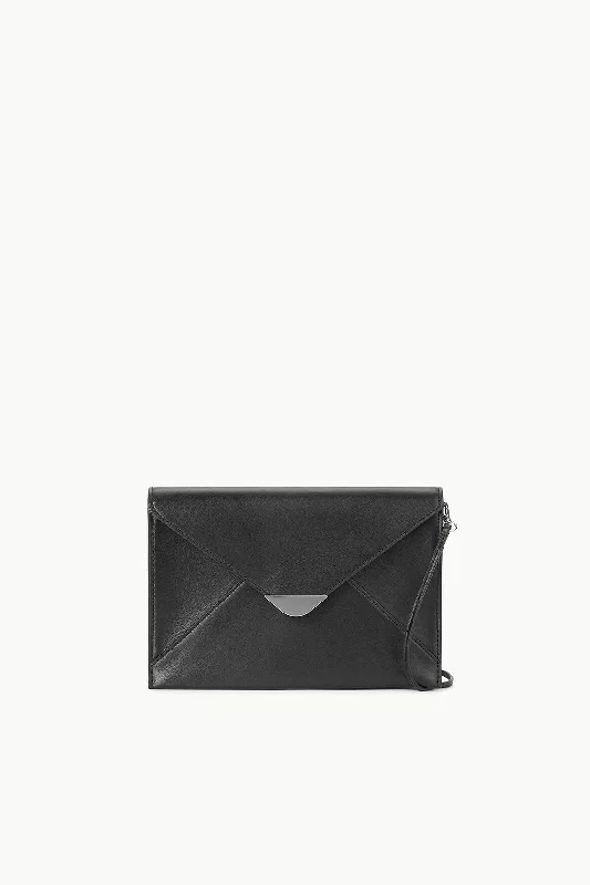 Formal dresses with geometric patterns and metallic accents for a modern formal affairMARCELLA CLUTCH | BLACK