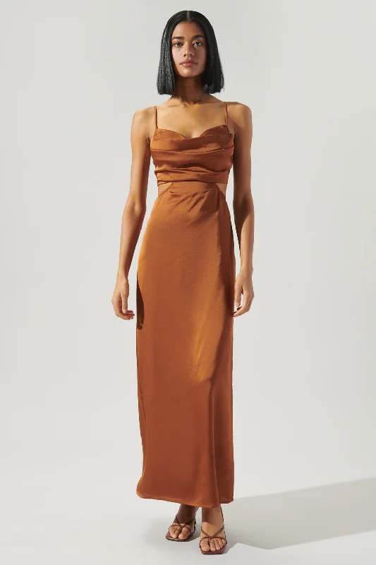 Formal dresses with high - low hems and floral embroidery for a unique prom styleMarva Cowl Neck Cutout Midi Dress Formal dresses with high - low hems and floral embroidery for a unique prom styleMarva Cowl Neck Cutout Midi Dress