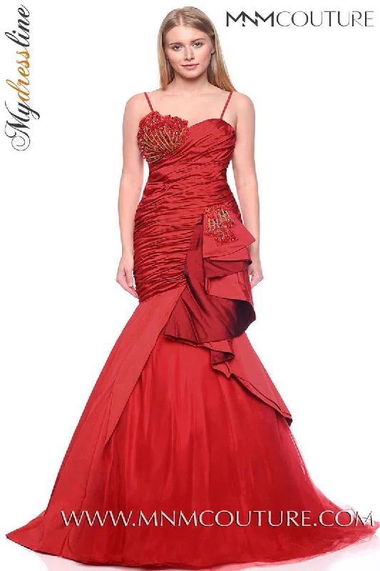 Formal dresses with asymmetric ruffled hems and high - low designs for a fashion - forward and dynamic appearanceMNM Couture JD006